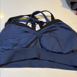 CALIA by Carrie Underwood Blue and Black Strappy Sports Bra